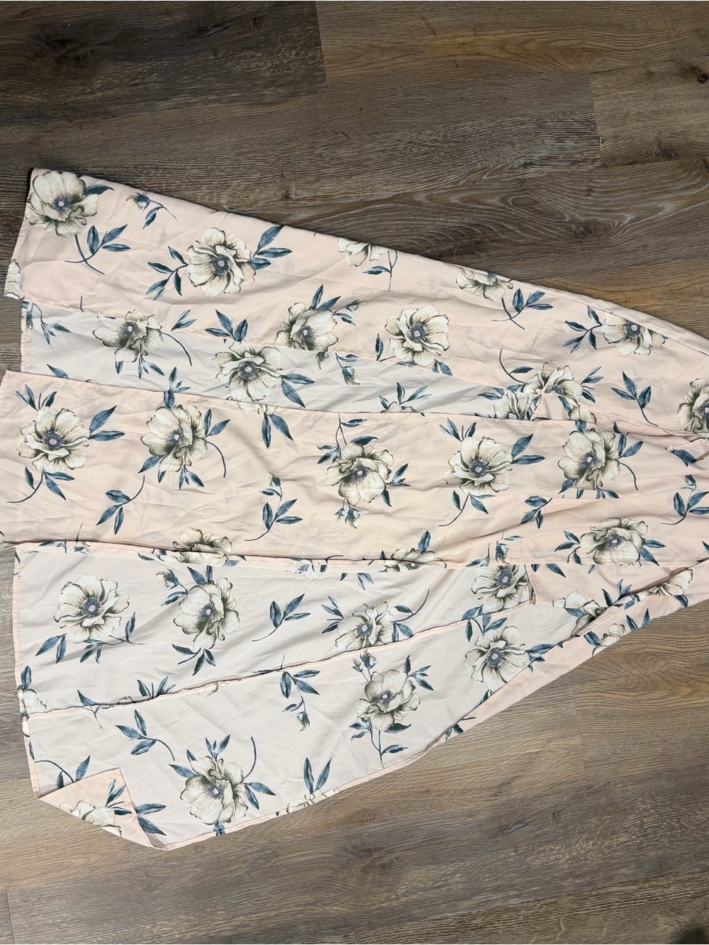 Windsor Blush Floral romper with split skirt, Blue Leaf Accents